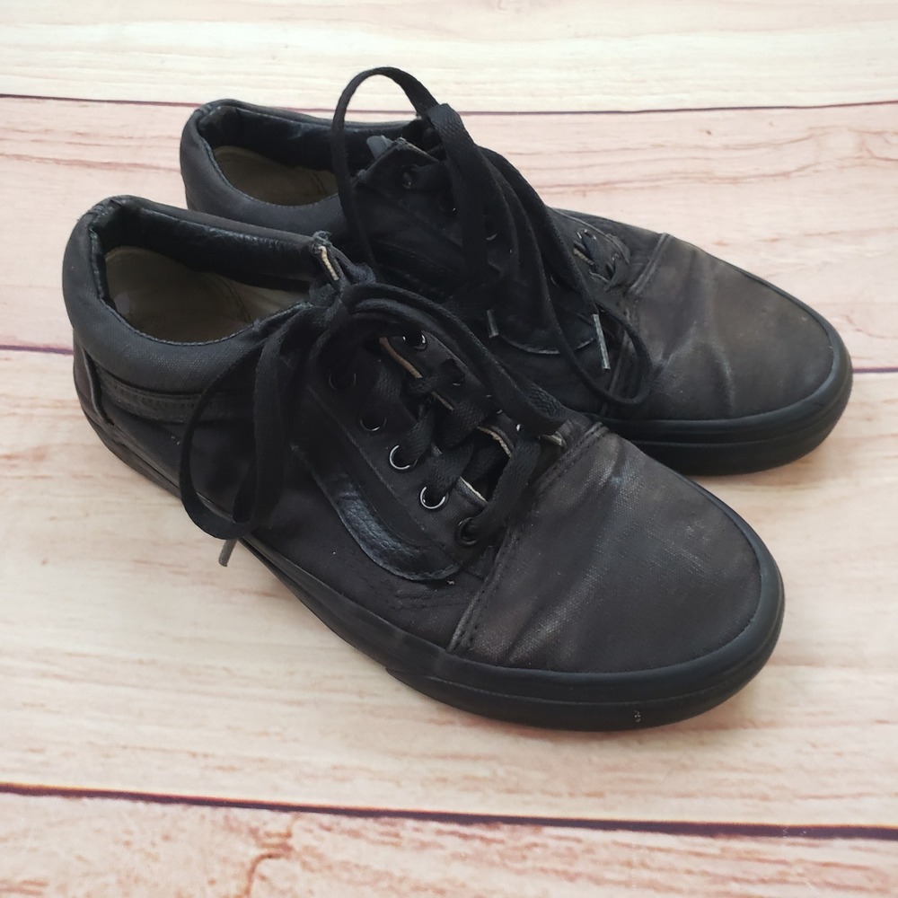 Vans Shoes Womens‎ 6 Old Skool Triple Black Canvas Suede Skate Mens 4.5 Low Top